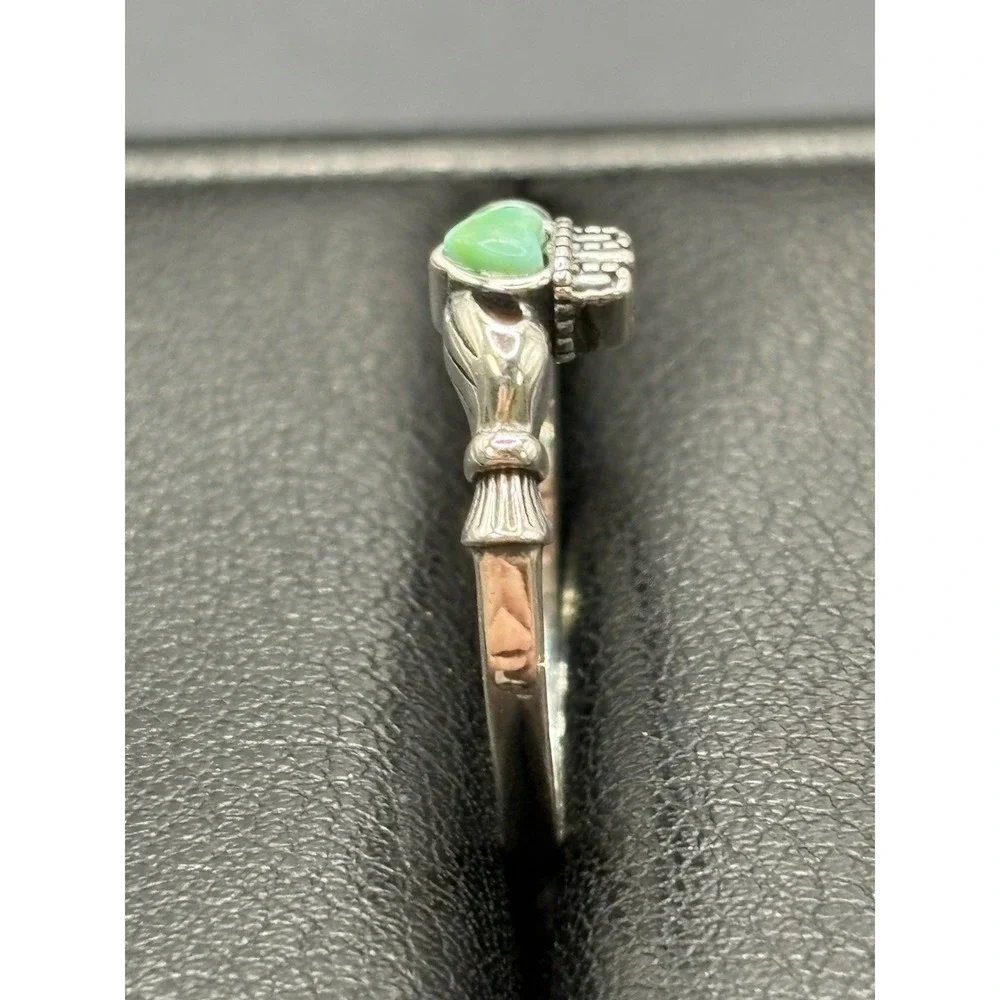 New Condition Sterling Silver Turquoise Claddagh Ring Size 7 F9